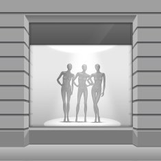 Vector Shop Boutique Store Front with Big Window and Mannequins N2
