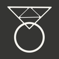 Flat in black and white mobile application ring diamond