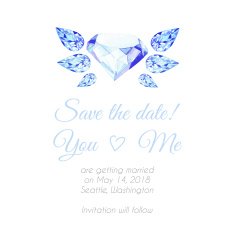 Blue diamond with wings watercolor vector design background