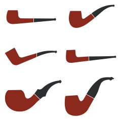 Tobacco smoking pipe set in color