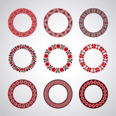 Ukrainian embroidered round motifs N2