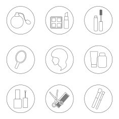 Vector set of thin outline style beauty icons