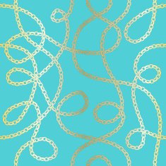 Golden chains on turquoise background seamless pattern