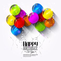 birthday card with balloons and ribbons N3