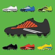 Soccer shoes icons set with shadow