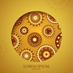 Square card with retro ornament backdrop