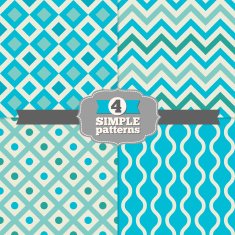 Set of Chevron Diamond and Wave Holiday Seamless Patterns