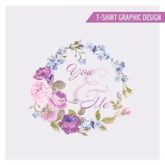 Floral Shabby Chic Graphic Design - for t-shirt fashion prints N5