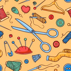 Seamless pattern with sewing tools