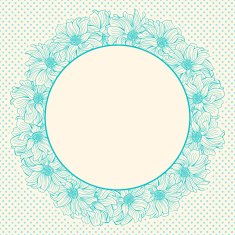 Greeting card with wreath of hand-drawn flowers N5