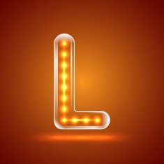 Glowing font illuminated letters Capital letter L