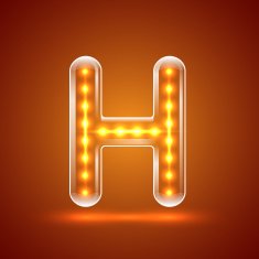 Glowing font illuminated letters Capital letter H