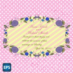 Wedding invitation with flowers for your design Vector