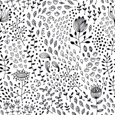 Seamless floral background with leaves and flowers