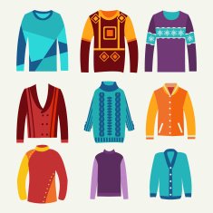 men's knitted sweaters icon set