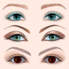 set of a female eye with makeup