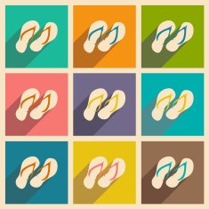 Flat with shadow icon and mobile applacation flip flops N2