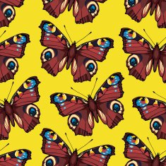 Seamless pattern with peacock butterflies