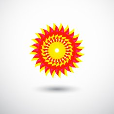 abstract red floral pattern icon for design