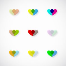 set of abstract colorful heart pattern icon for design