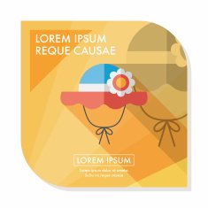 Women hat flat icon with long shadow eps10 N17