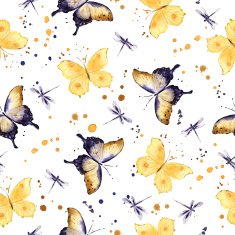 Butterflies Watercolor Seamless pattern