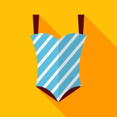 Flat Striped Swimsuit with Long Shadow