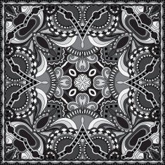grey ornamental floral paisley bandanna N12