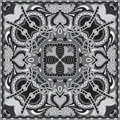 grey ornamental floral paisley bandanna N13