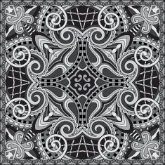 grey ornamental floral paisley bandanna N14