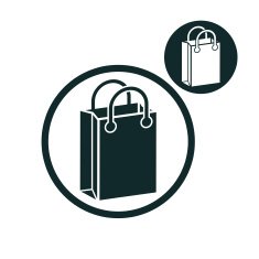 Shopping bag vector simple single color icon isolated on white N6