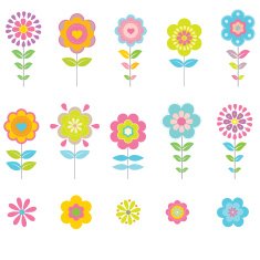 set of flowers vector icon illustration