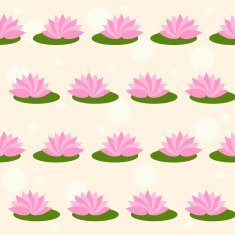 cartoon pink lotus isolated on soft cover seamless pattern background