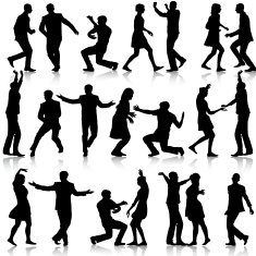 Black silhouettes of beautiful mans and womans N15