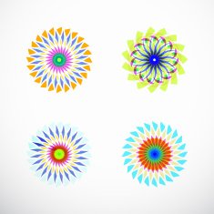 set of abstract colorful floral icon for design