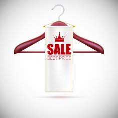 Wooden hanger with advertising label