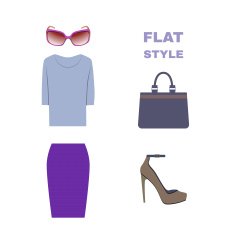 Flat Style Womans Look Fashion wear Vector