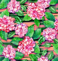 seamless exotic floral pattern pink camellias and tropical leav N2
