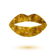 Golden mosaic lady's lips icon Beauty symbol logo design