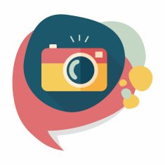 camera flat icon with long shadow N49