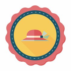 Women hat flat icon with long shadow N48