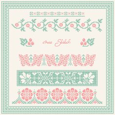 Cross stitch Embroidered frame in folk style N3