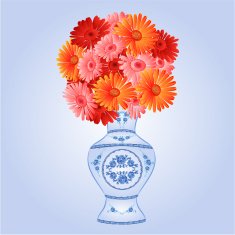 Gerbera in faience vase festive background vector
