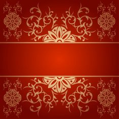 Baroque flowers vector background red