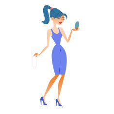woman fashionista sees itself mirror tries jewels