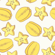Tropical fruit seamless pattern with carambola