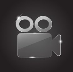 Glass video camera icon vector