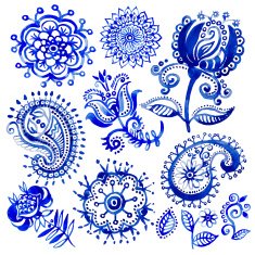 Set of watercolor vector pattern in Paisley style N2