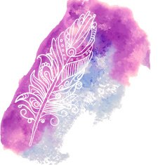Bird Feather on Watercolor Spot