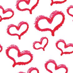 Lipstick hearts seamless pattern